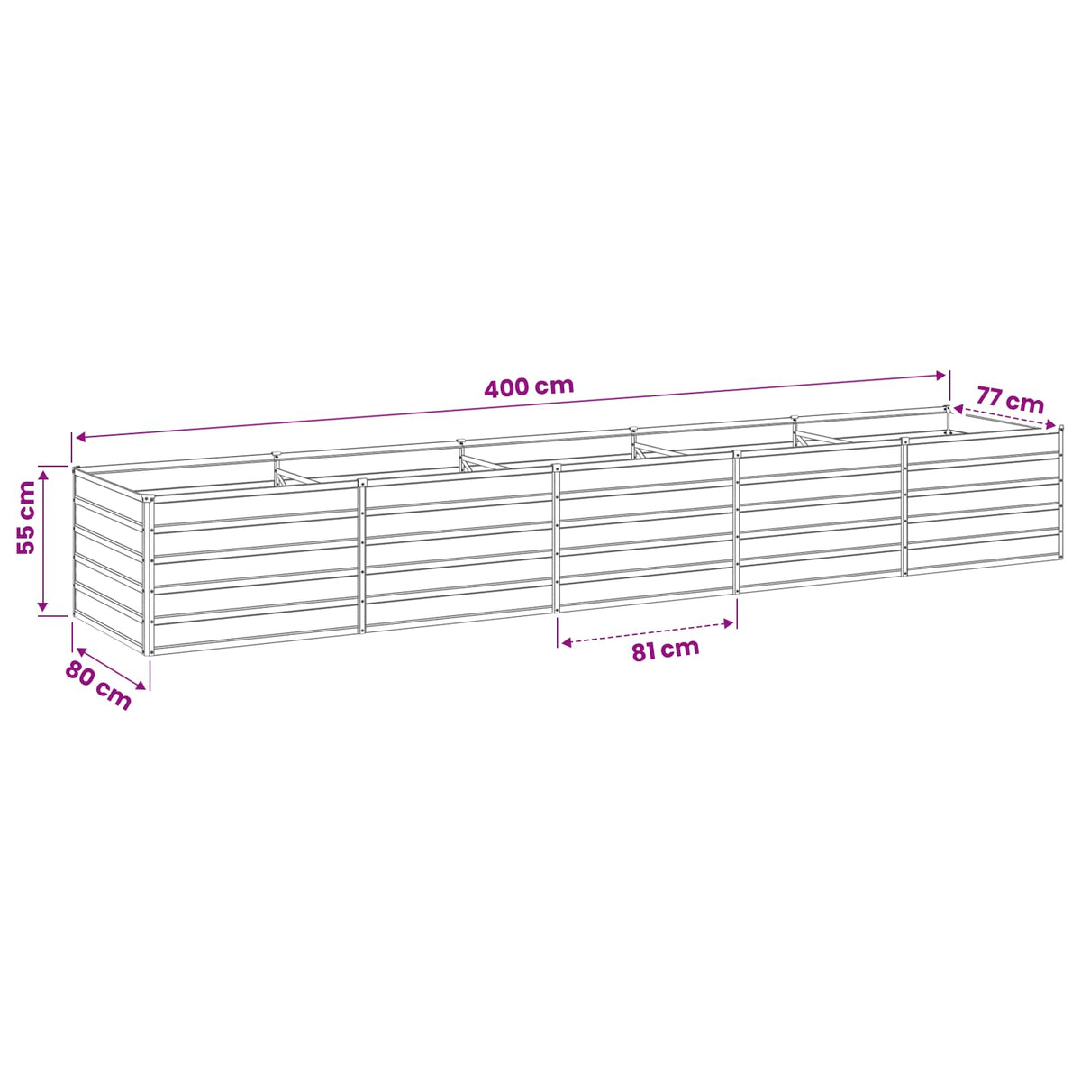 Raised Garden Bed Anthracite 400 x 80 x 55 cm cold-rolled steel