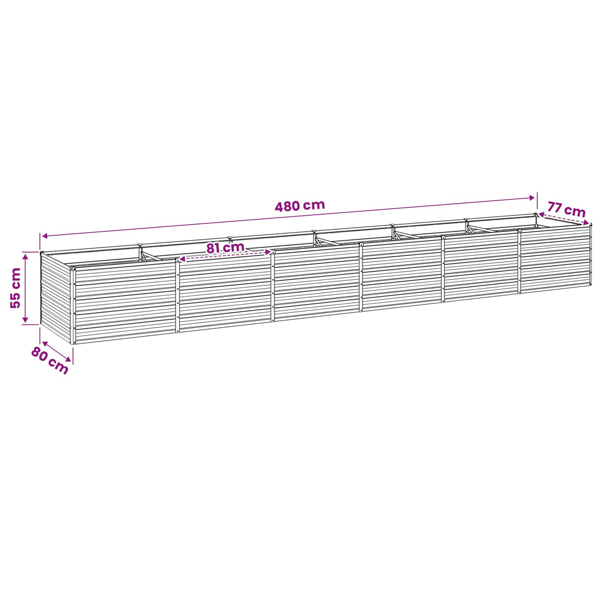 Raised Garden Bed Anthracite 480 x 80 x 55 cm cold-rolled steel