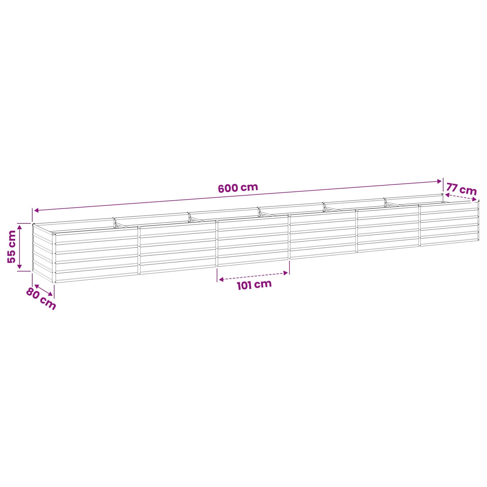 Raised Garden Bed Anthracite 600 x 80 x 55 cm cold-rolled steel
