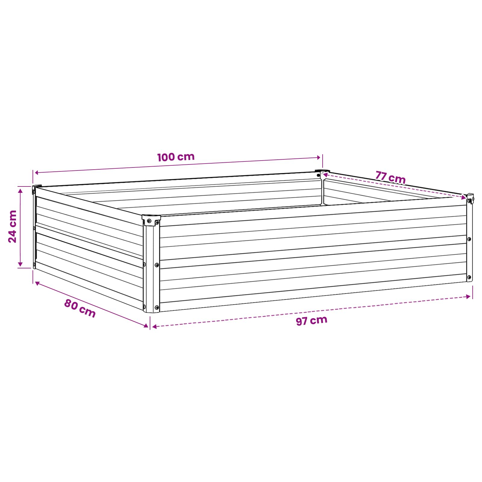 Raised Garden Bed Anthracite 100 x 80 x 24 cm cold-rolled steel