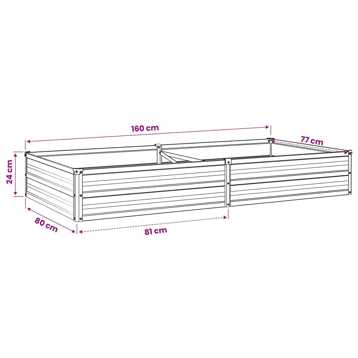 Raised Garden Bed Anthracite 160 x 80 x 24 cm cold-rolled steel