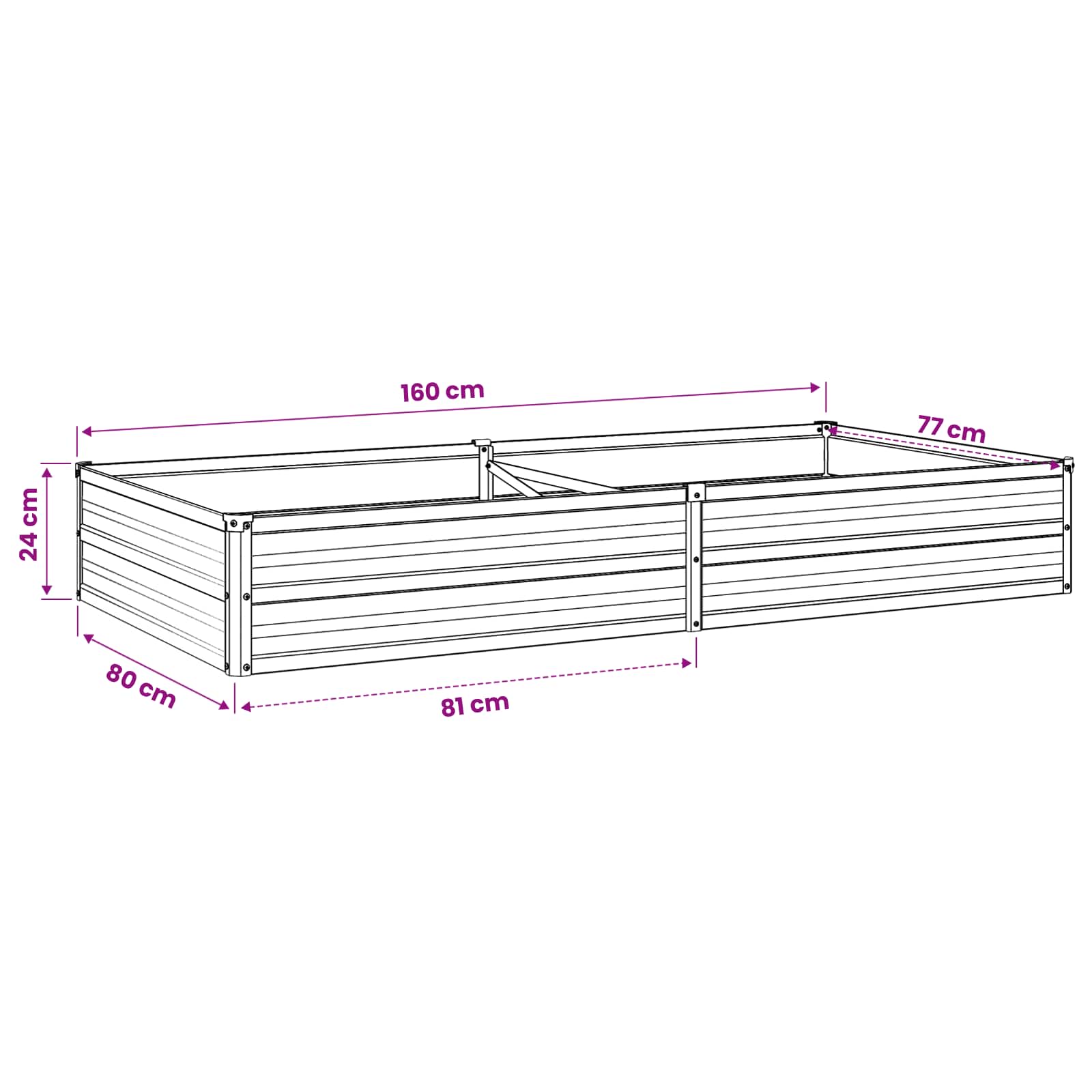 Raised Garden Bed Anthracite 160 x 80 x 24 cm cold-rolled steel