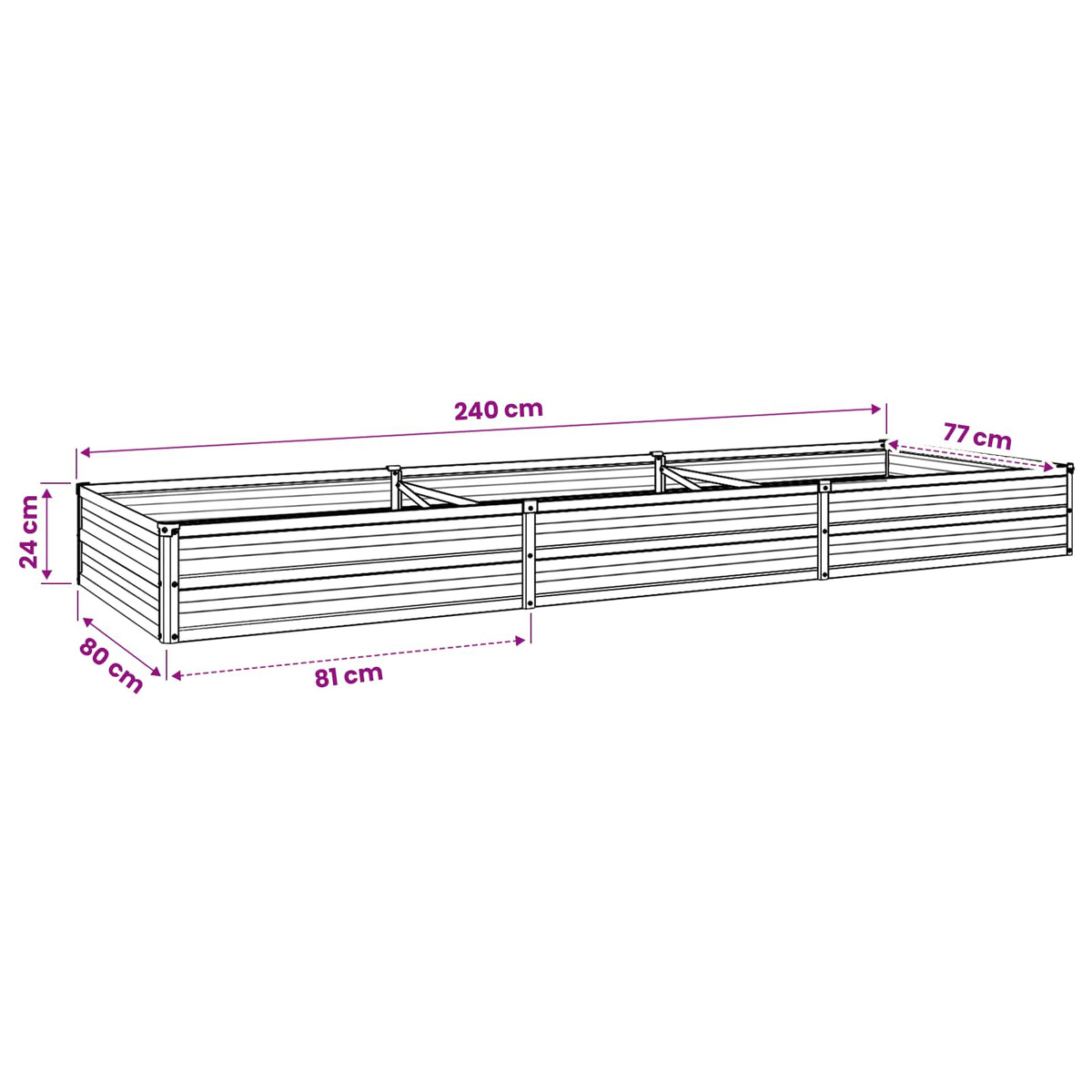 Raised Garden Bed Anthracite 240 x 80 x 24 cm cold-rolled steel