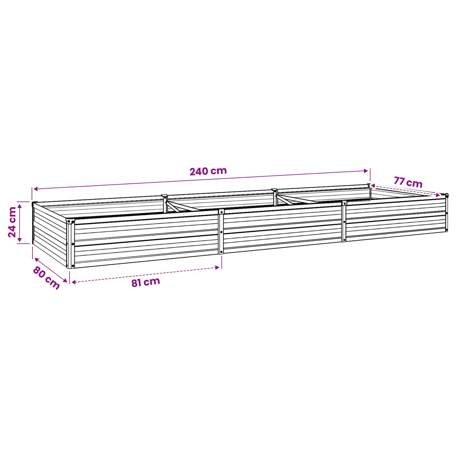Raised Garden Bed Anthracite 240 x 80 x 24 cm cold-rolled steel