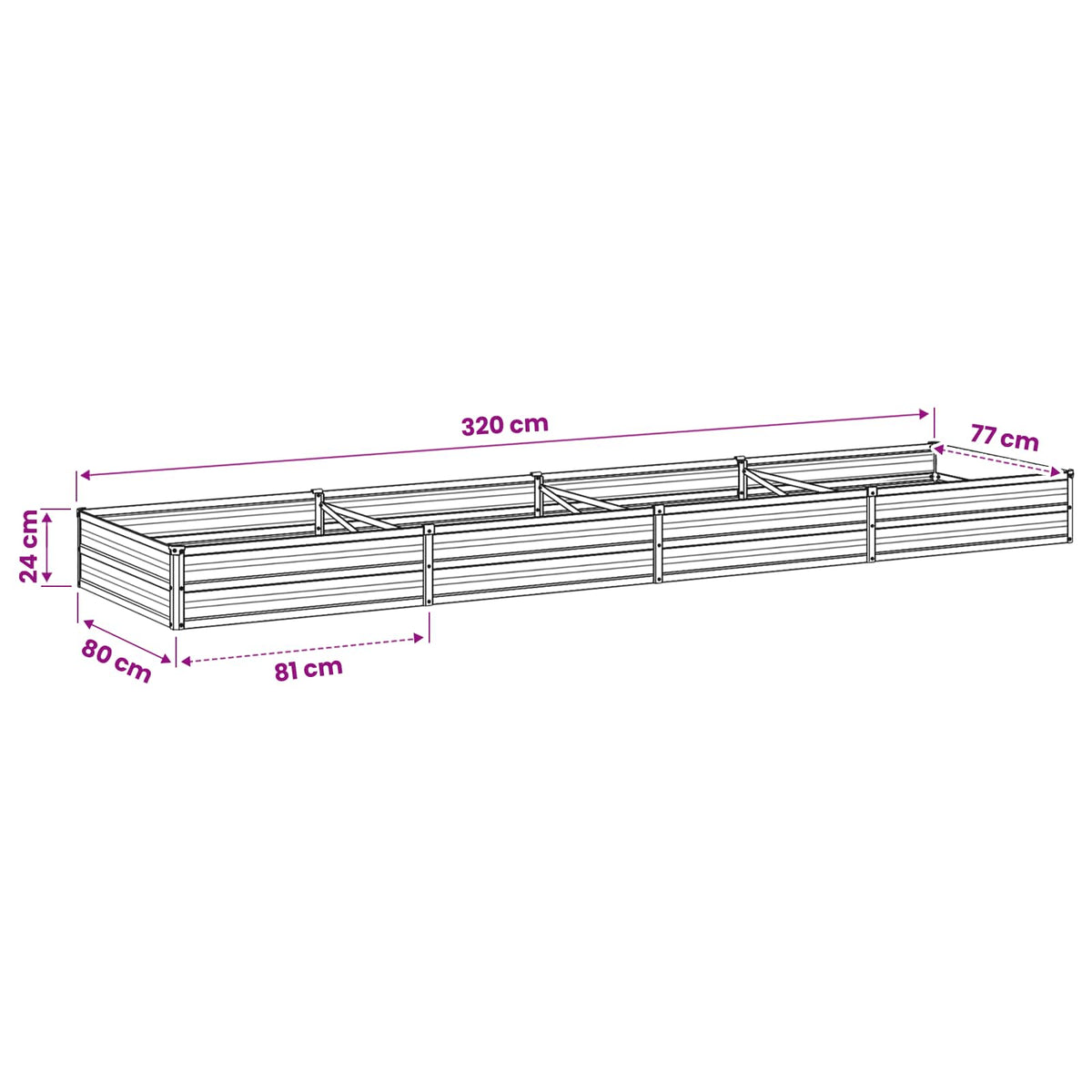 Raised Garden Bed Anthracite 320 x 80 x 24 cm cold-rolled steel