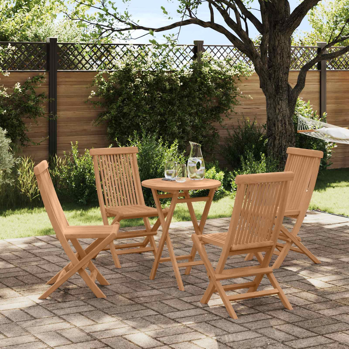 Garden Set 5 pcs Brown Solid Teak Wood