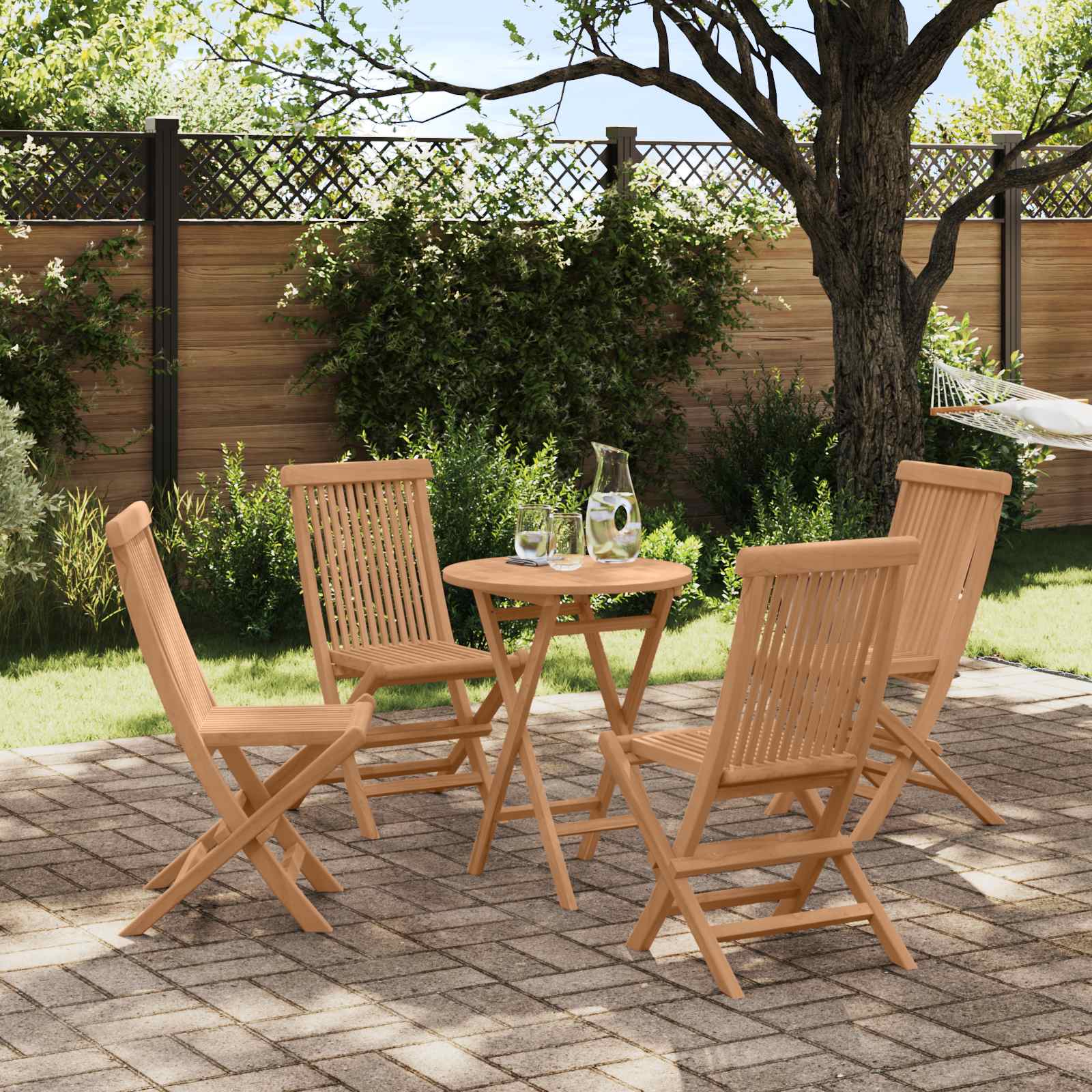 Garden Set 5 pcs Brown Solid Teak Wood
