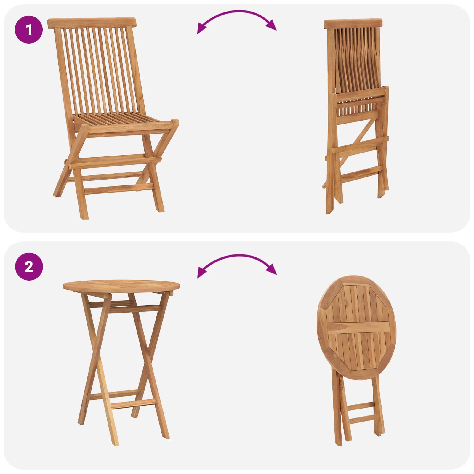 Garden Set 5 pcs Brown Solid Teak Wood