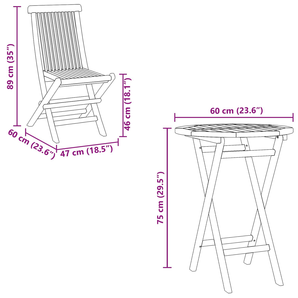 Garden Set 5 pcs Brown Solid Teak Wood