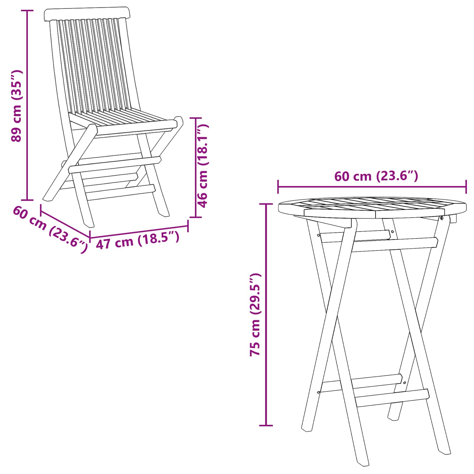Garden Set 5 pcs Brown Solid Teak Wood