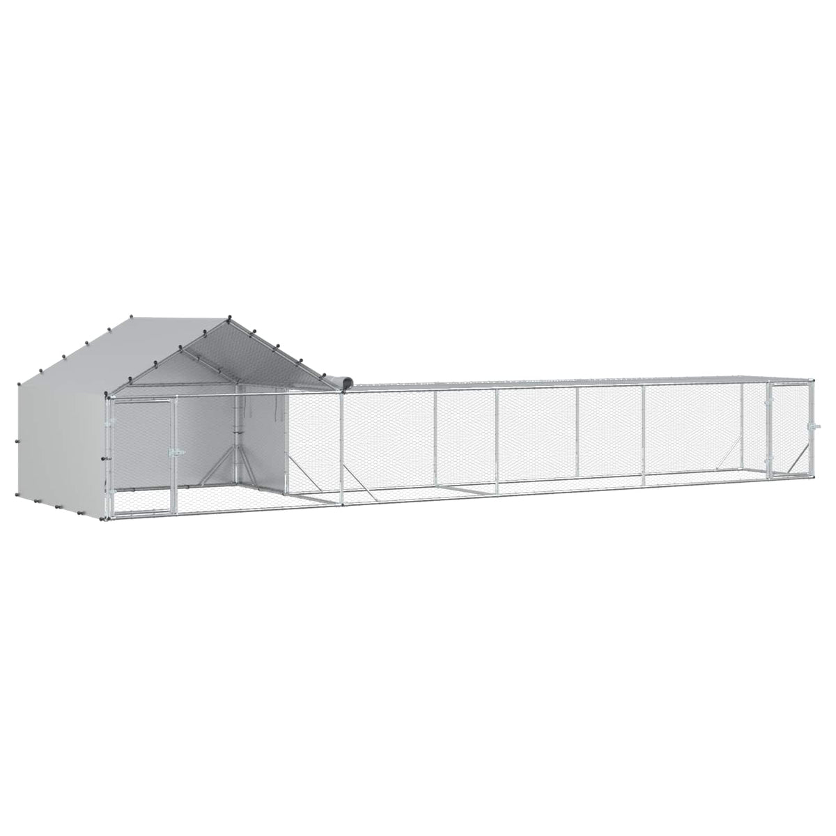 Chicken Coop with Roof and Yard 2 pcs Silver 7 x 2 x 1.5 m