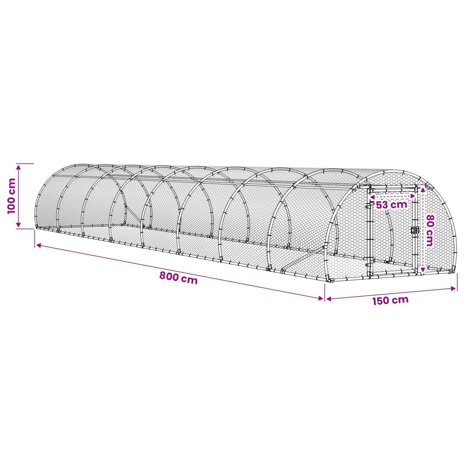 Chicken Coop Silver 800 x 150 x 100 cm Galvanised Steel