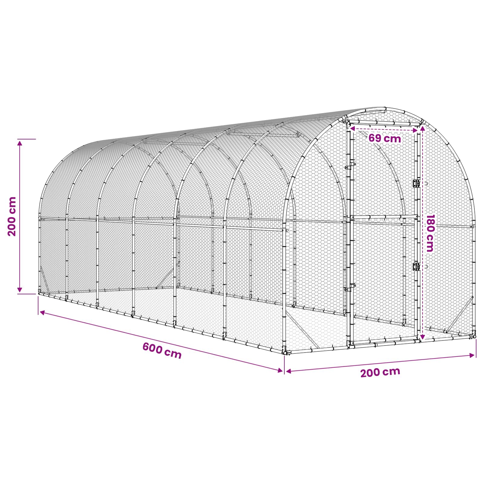 Chicken Coop Silver 600 x 200 x 200 cm Galvanised Steel