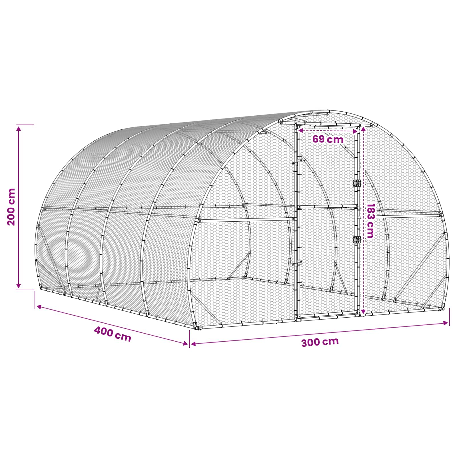 Chicken Coop Silver 400 x 300 x 200 cm Galvanised Steel