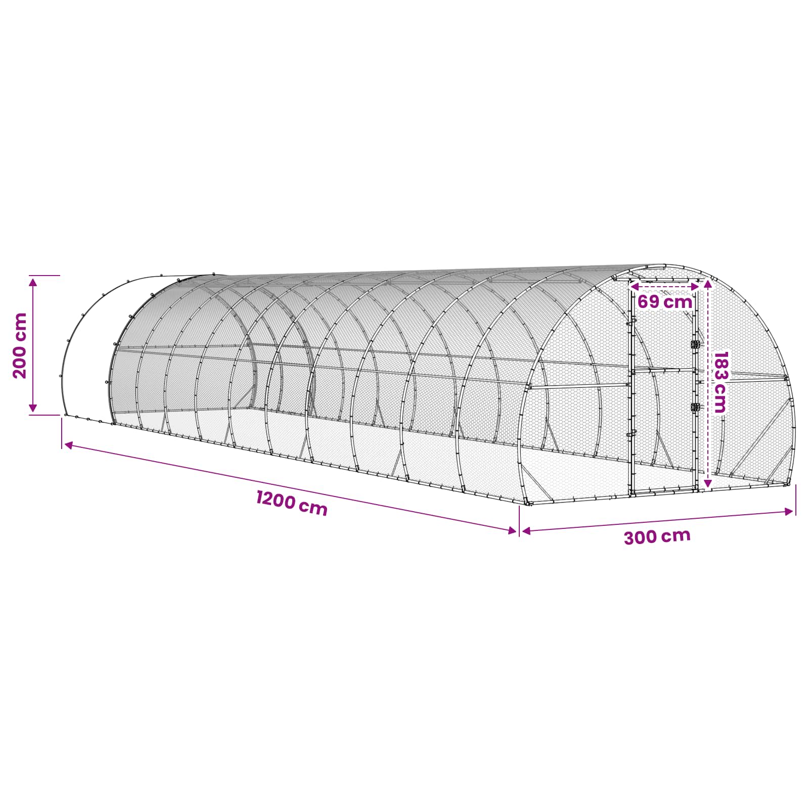 Chicken Coop Silver 1200 x 300 x 200 cm Galvanised Steel