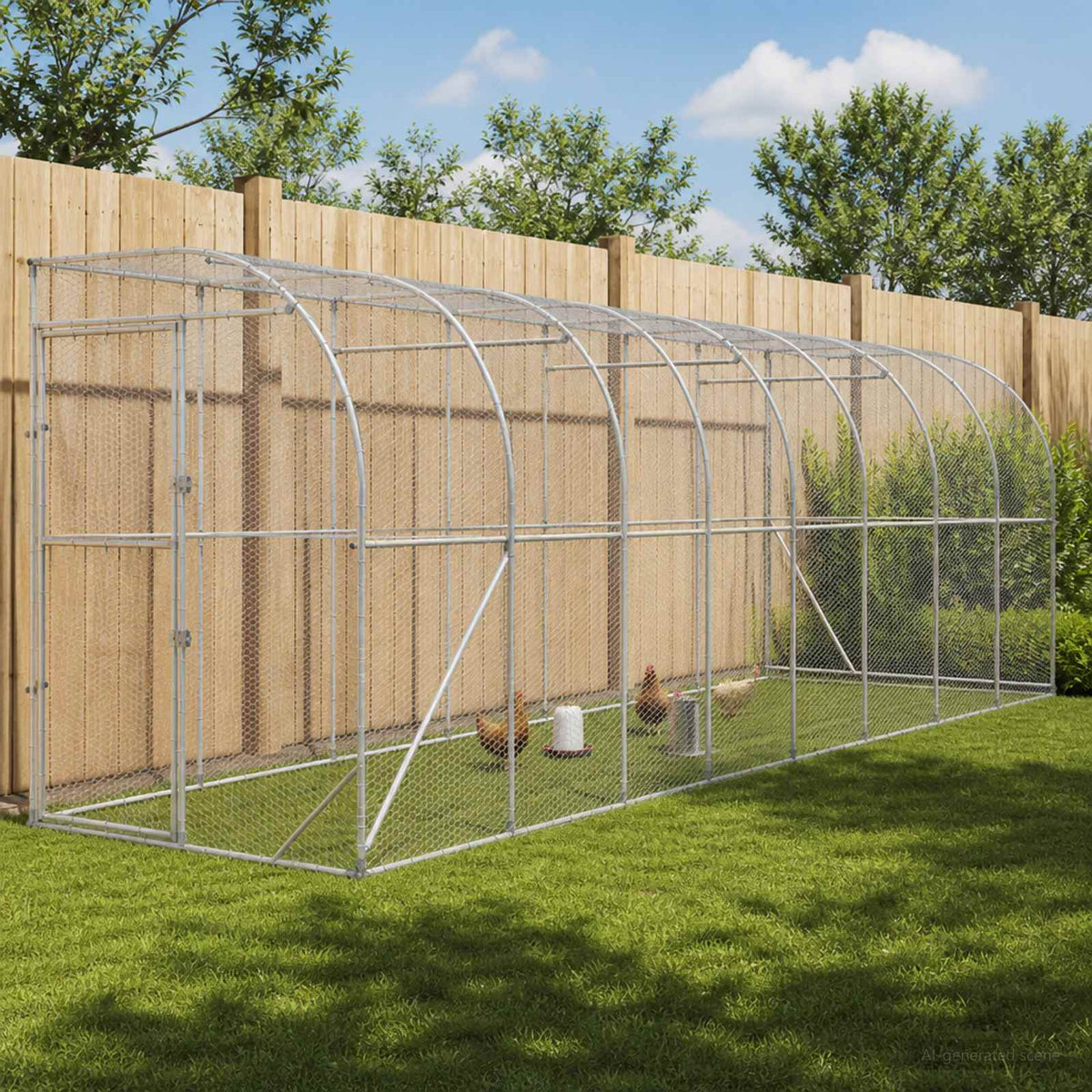 Against Wall Chicken Coop Silver 600 x 150 x 215 cm