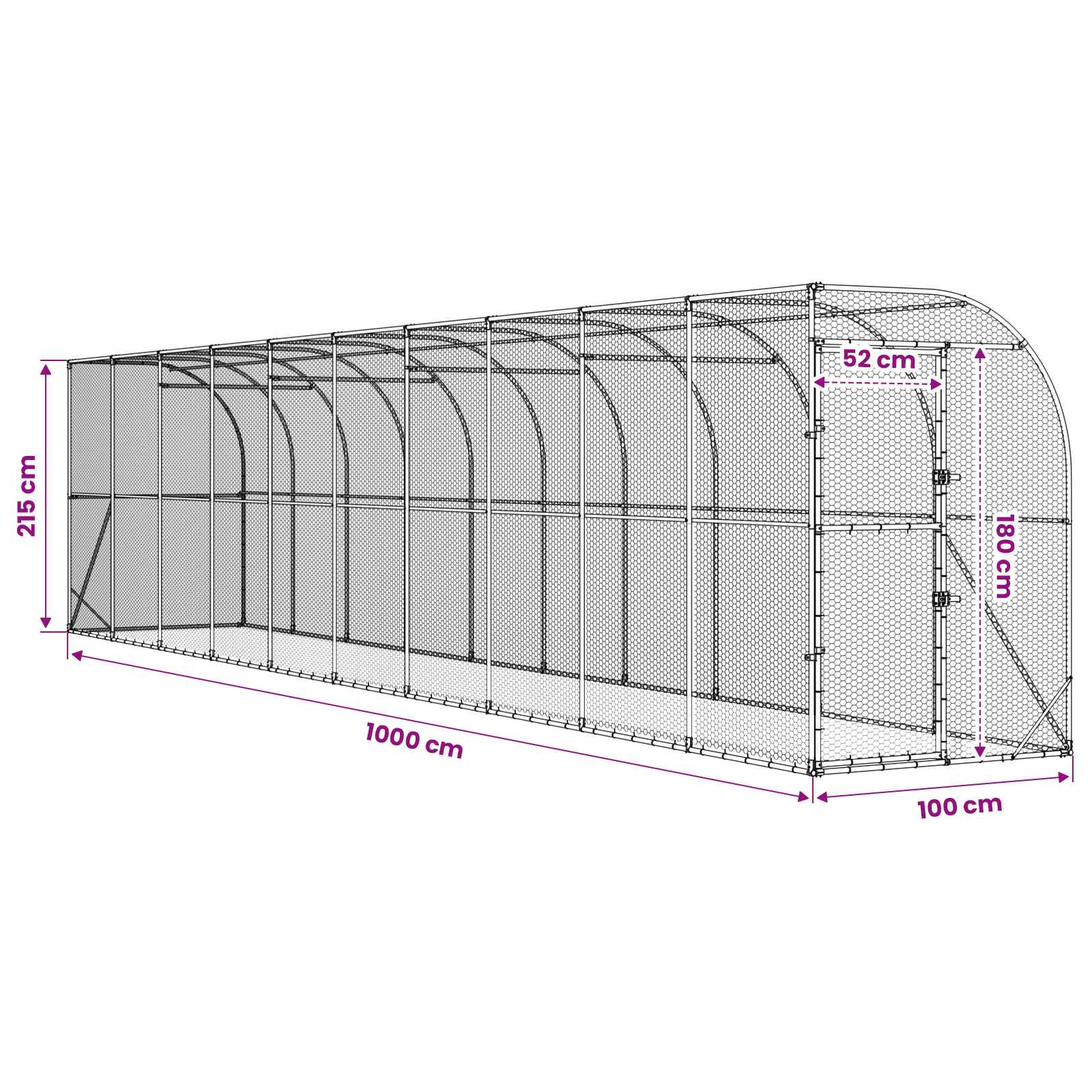 Against Wall Chicken Coop Silver 600 x 150 x 215 cm