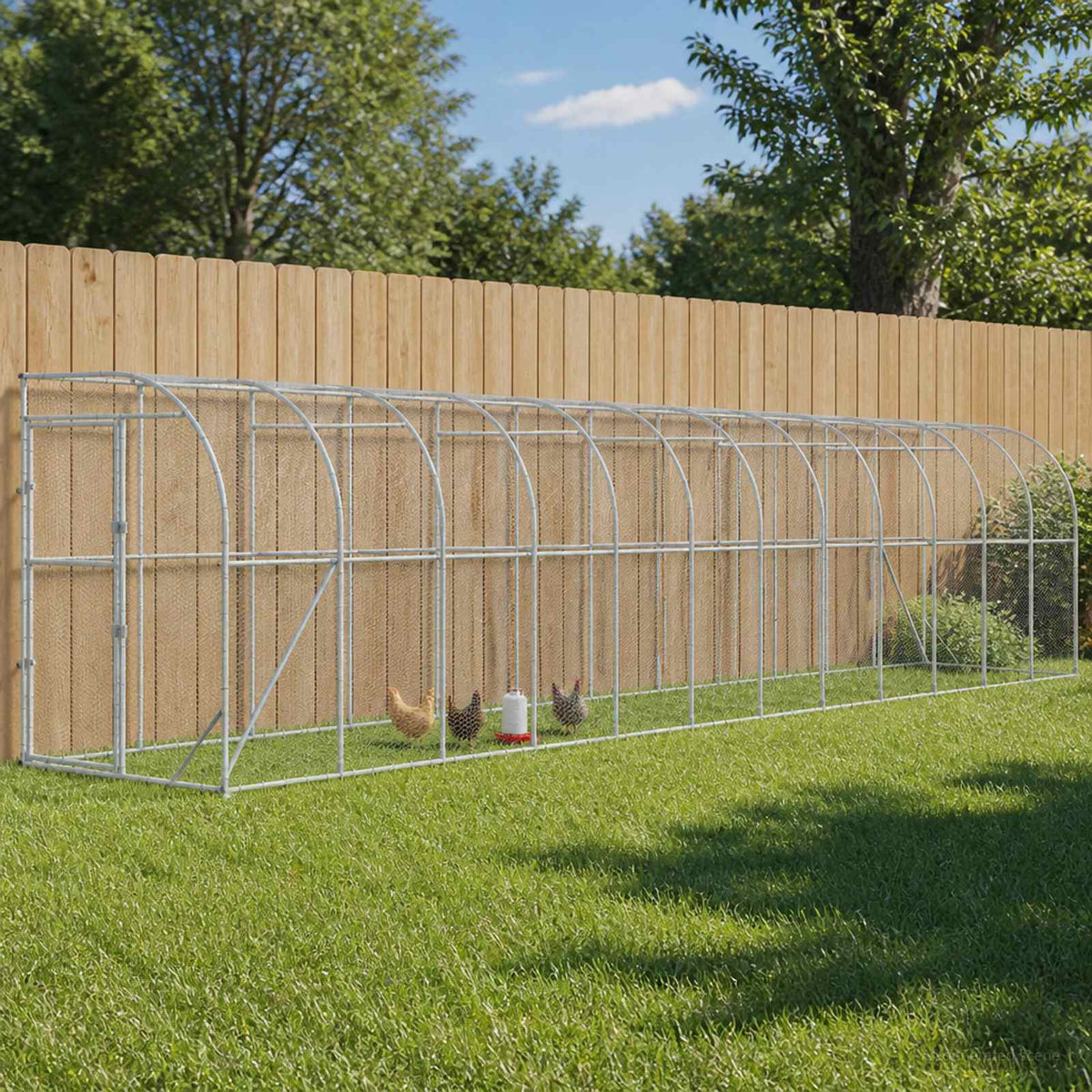 Against Wall Chicken Coop Silver 600 x 150 x 215 cm