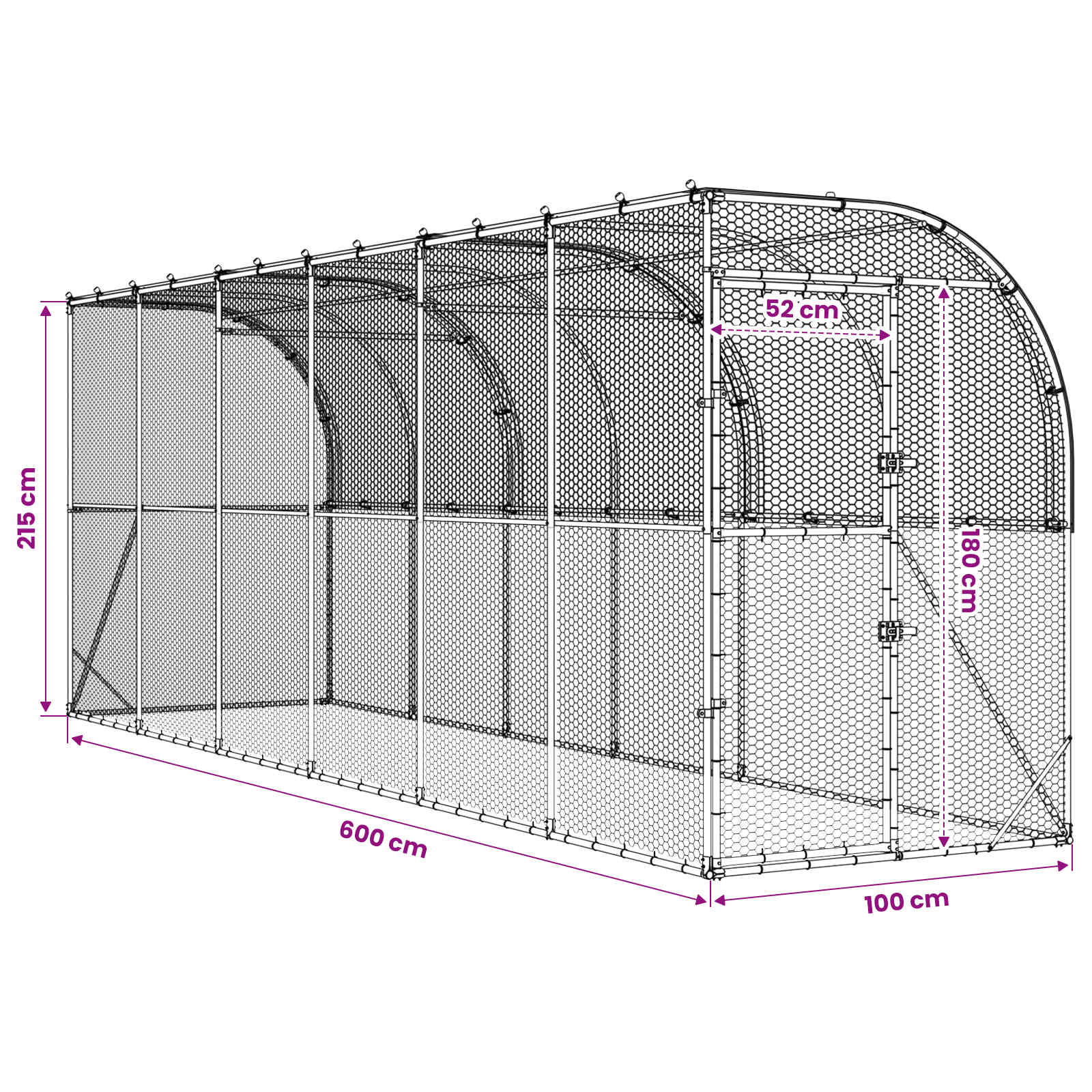 Against Wall Chicken Coop Silver 600 x 150 x 215 cm