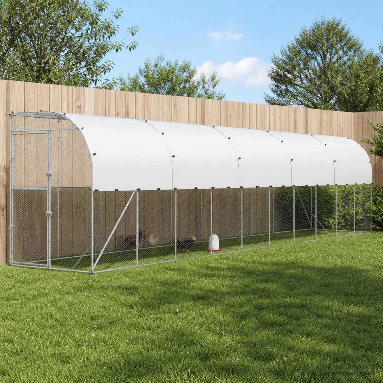 Against Wall Chicken Coop Silver 600 x 150 x 215 cm