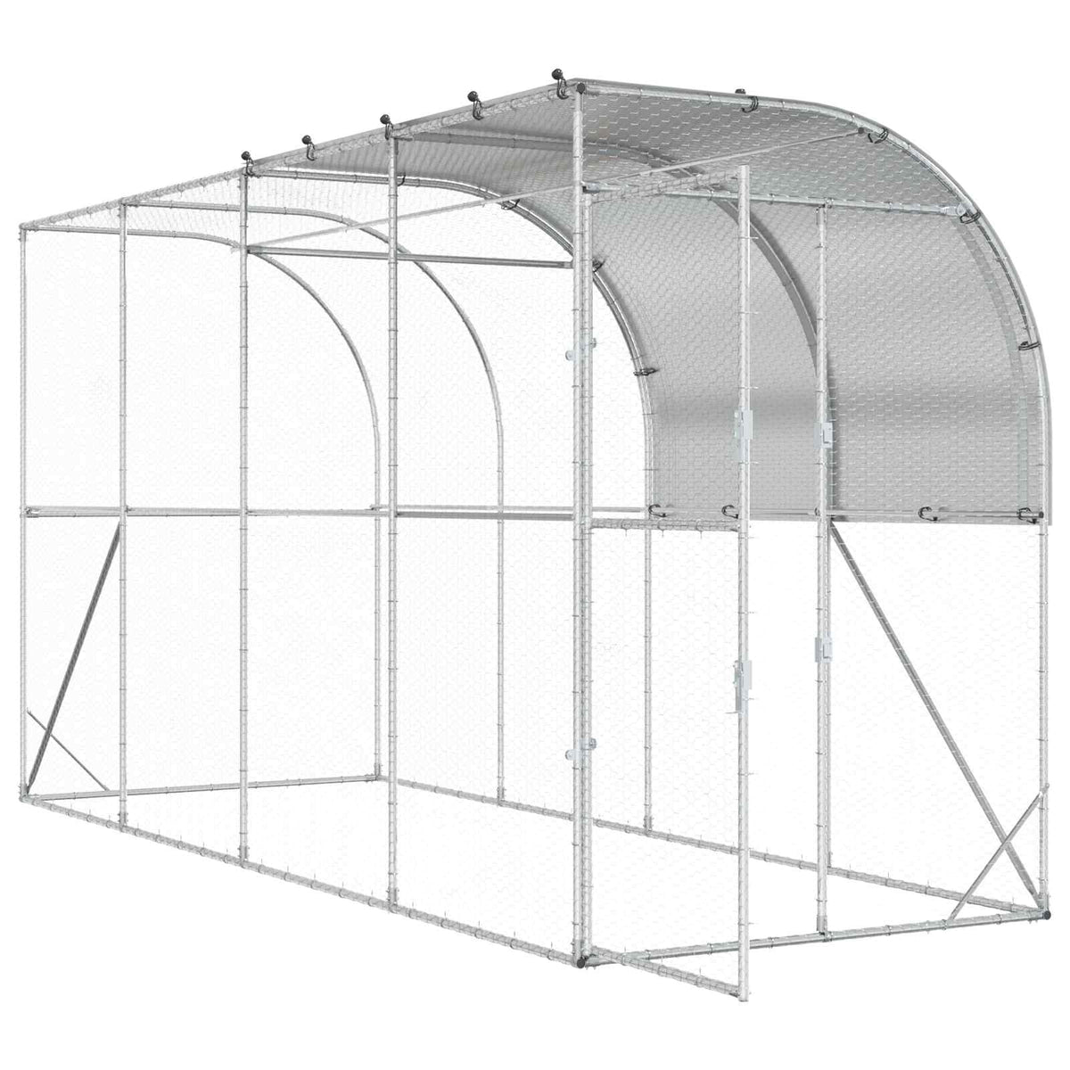 Against Wall Chicken Coop Silver 400 x 100 x 215 cm