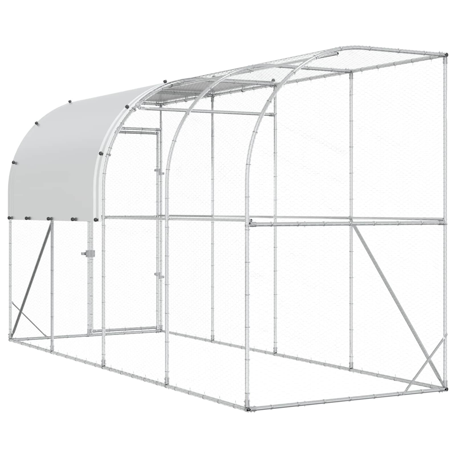 Against Wall Chicken Coop Silver 400 x 100 x 215 cm