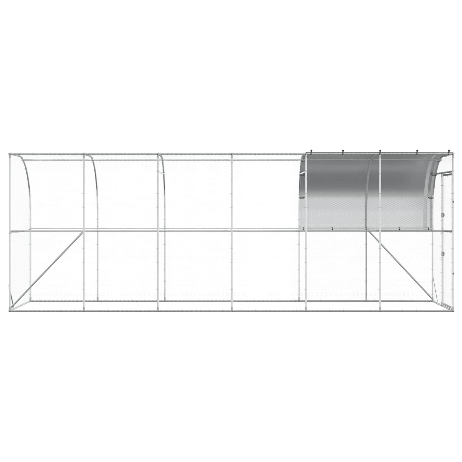 Against Wall Chicken Coop Silver 600 x 100 x 215 cm