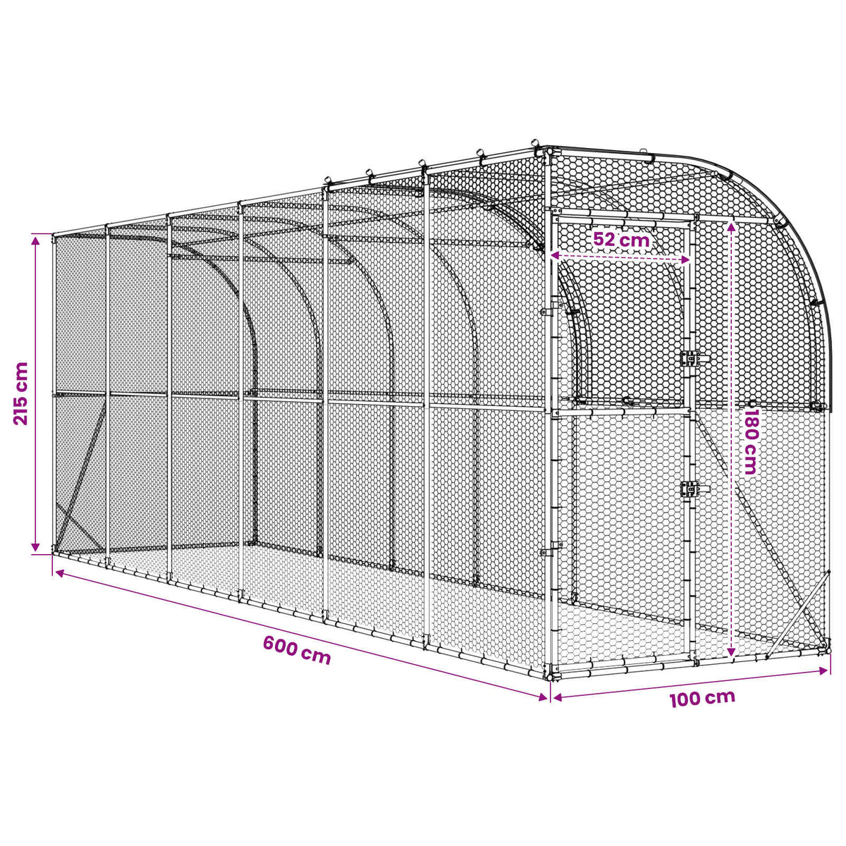Against Wall Chicken Coop Silver 600 x 100 x 215 cm