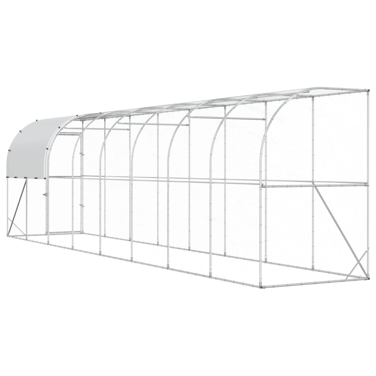 Against Wall Chicken Coop Silver 800 x 100 x 215 cm
