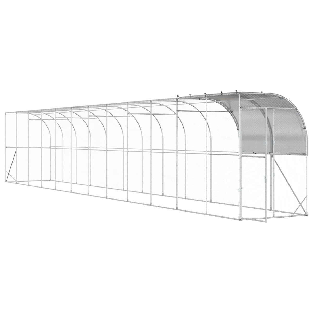 Against Wall Chicken Coop Silver 1200 x 100 x 215 cm