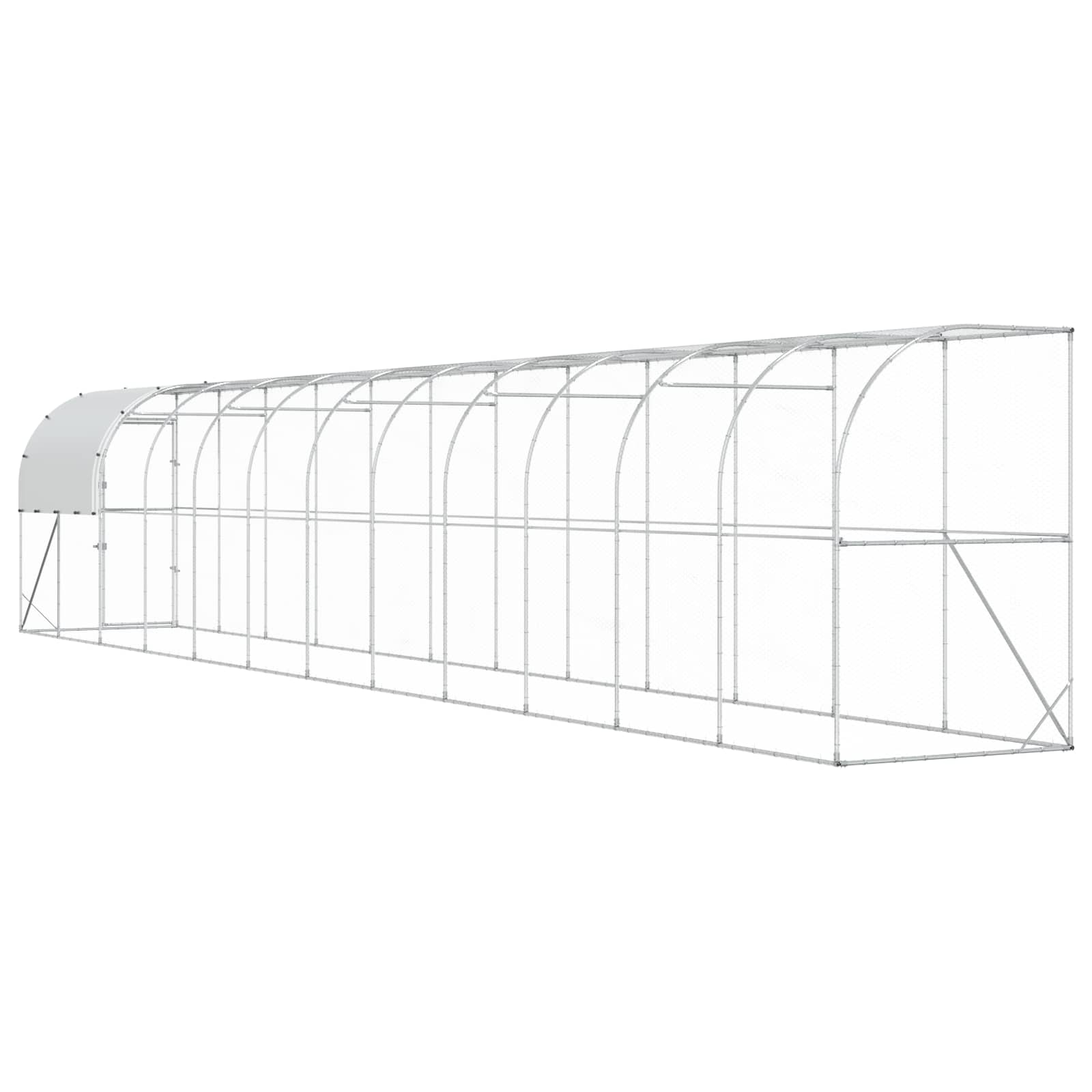 Against Wall Chicken Coop Silver 1200 x 100 x 215 cm