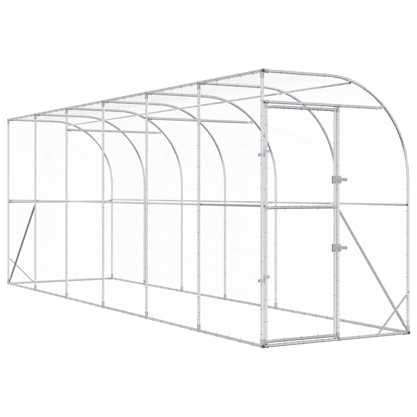 Against Wall Chicken Coop Silver 600 x 150 x 215 cm