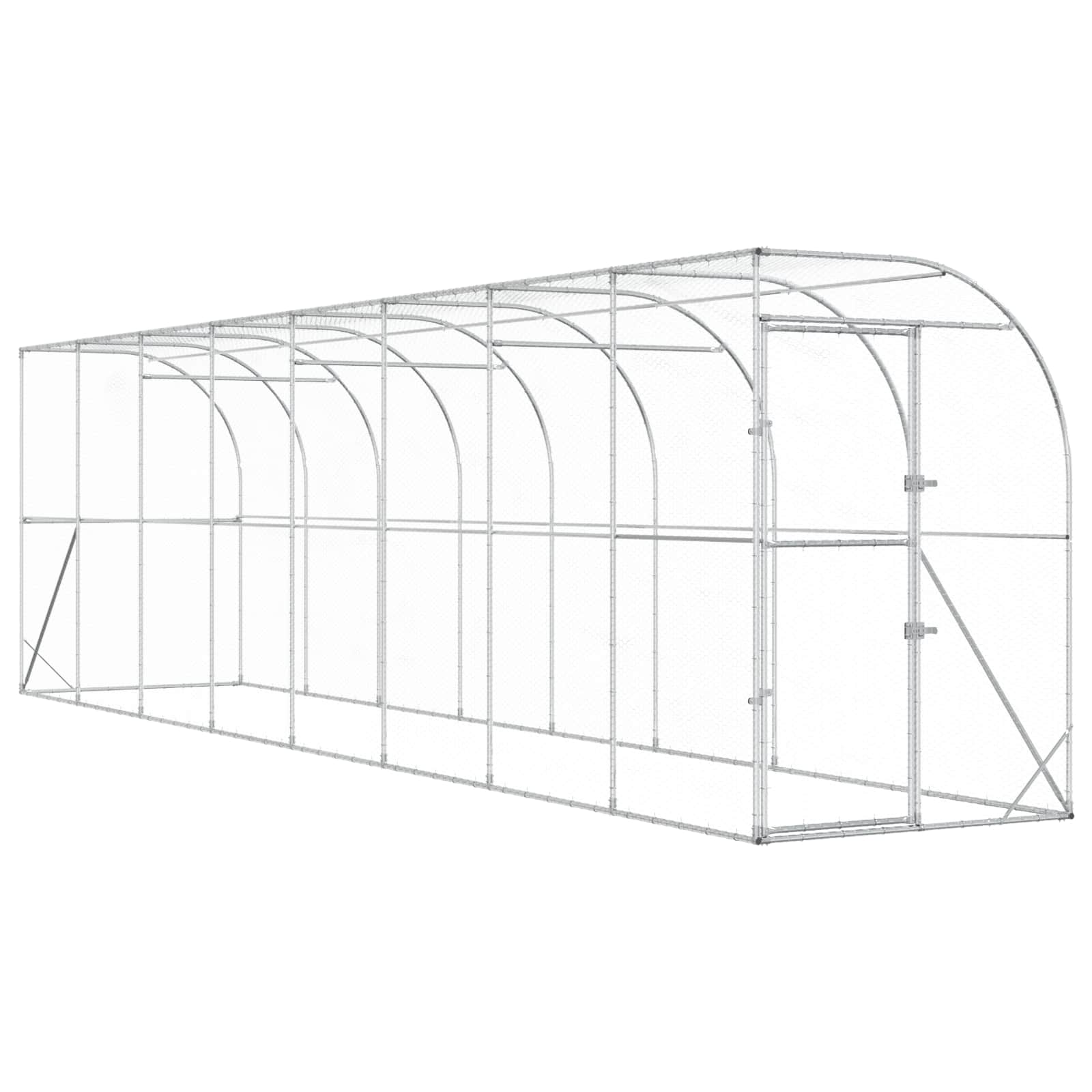 Against Wall Chicken Coop Silver 600 x 150 x 215 cm