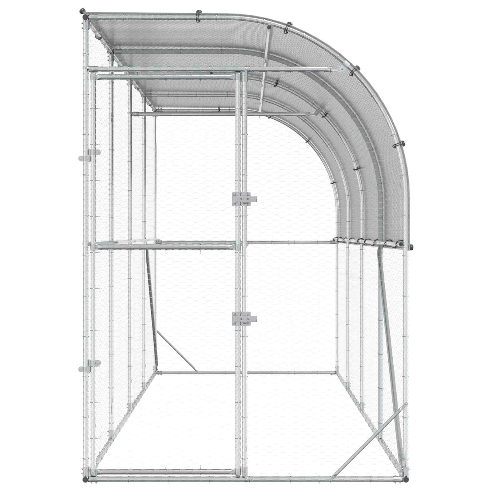 Against Wall Chicken Coop Silver 600 x 150 x 215 cm