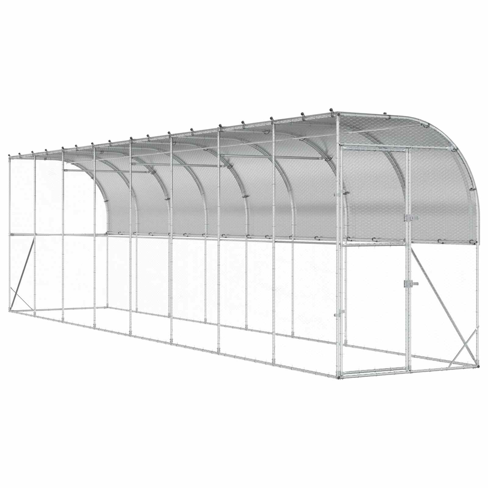 Against Wall Chicken Coop Silver 600 x 150 x 215 cm