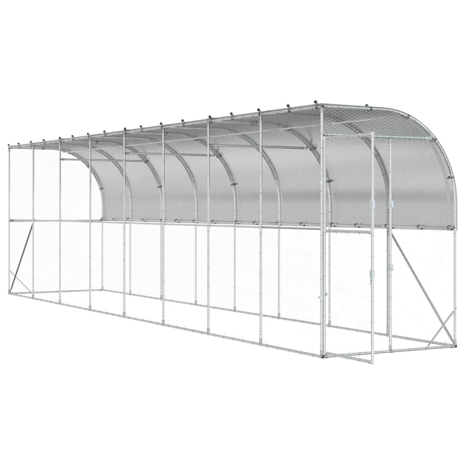 Against Wall Chicken Coop Silver 600 x 150 x 215 cm
