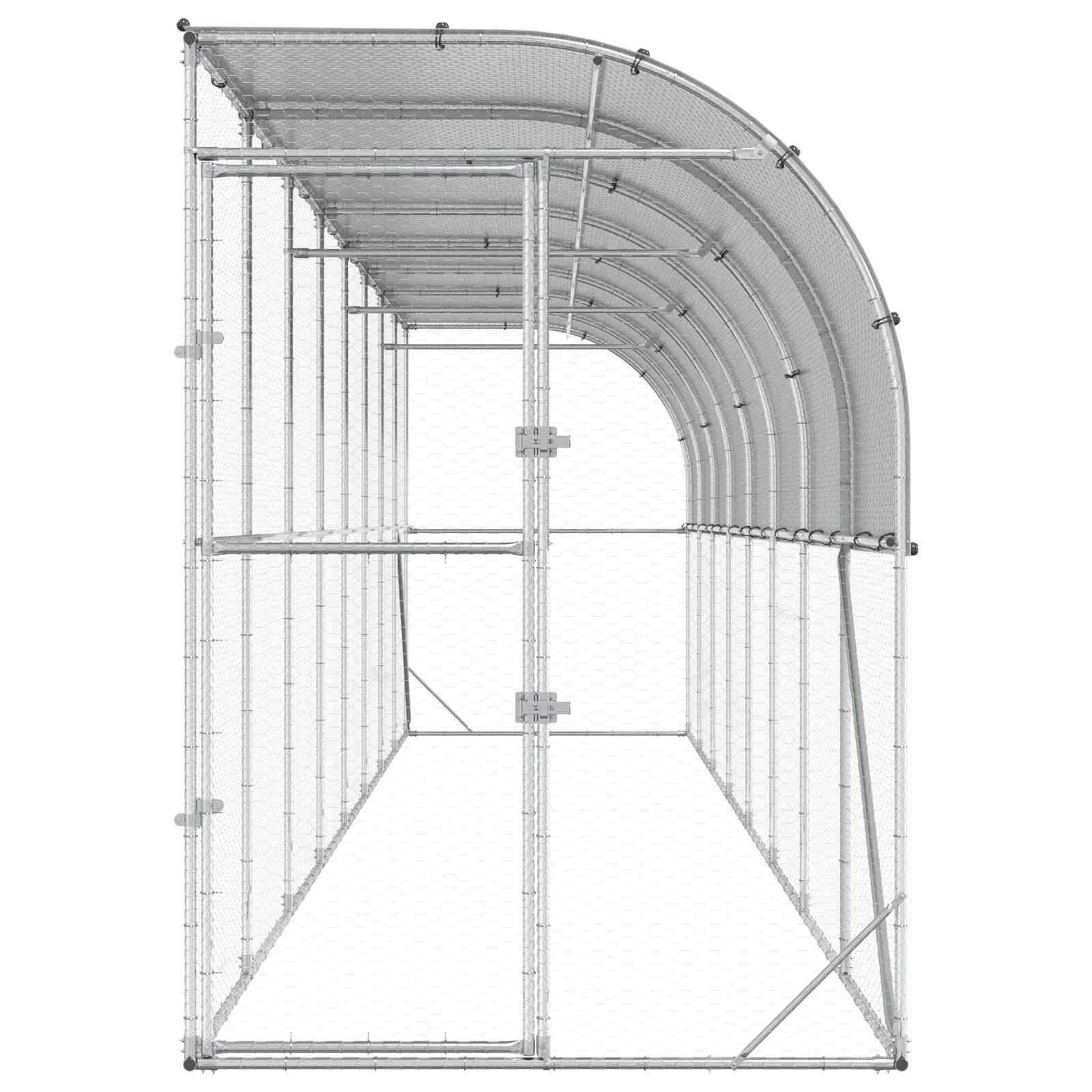 Against Wall Chicken Coop Silver 600 x 150 x 215 cm