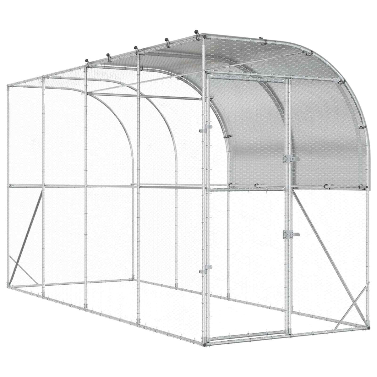 Against Wall Chicken Coop Silver 400 x 150 x 215 cm