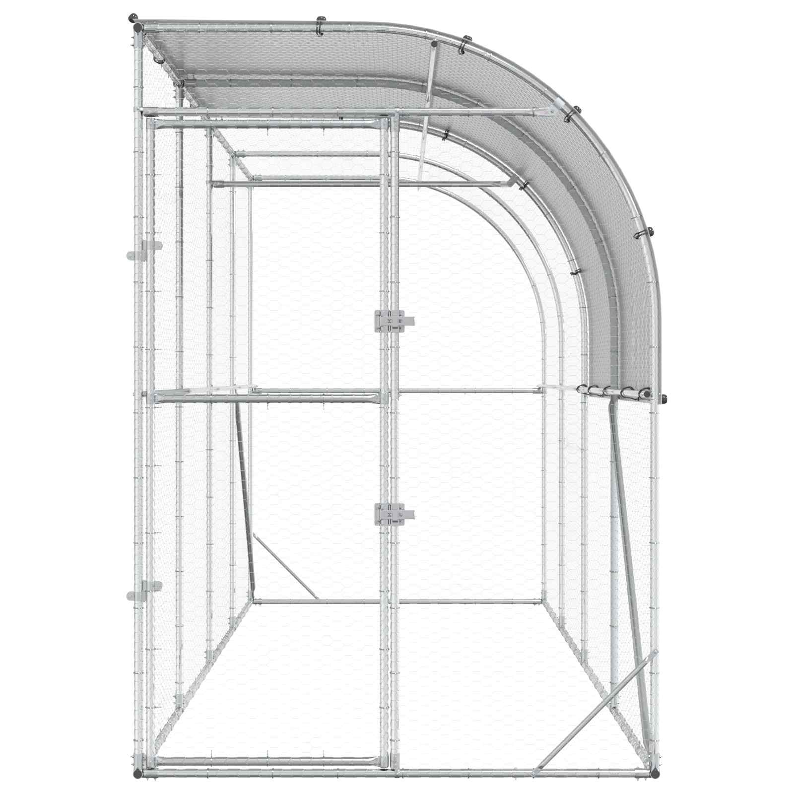 Against Wall Chicken Coop Silver 400 x 150 x 215 cm
