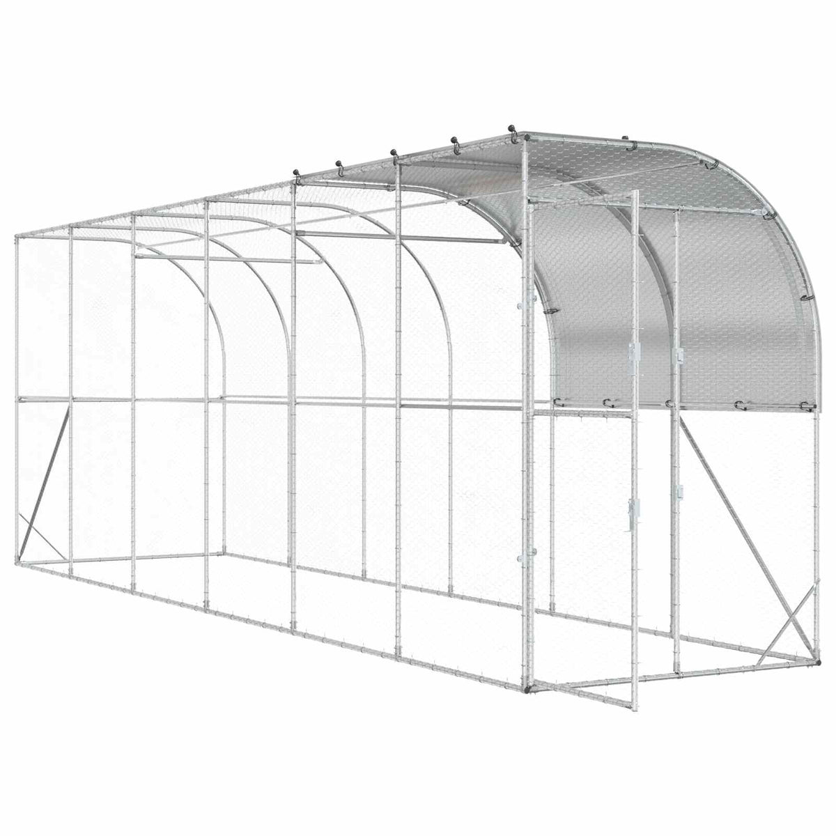 Against Wall Chicken Coop Silver 600 x 150 x 215 cm