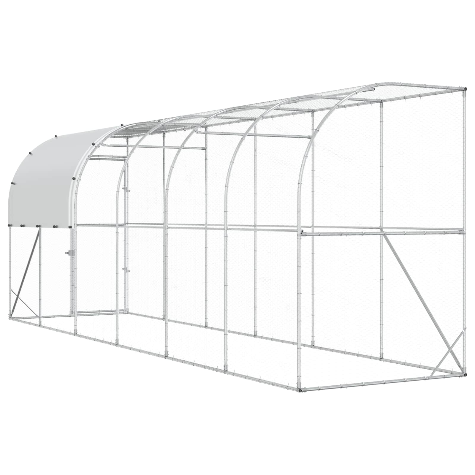 Against Wall Chicken Coop Silver 600 x 150 x 215 cm