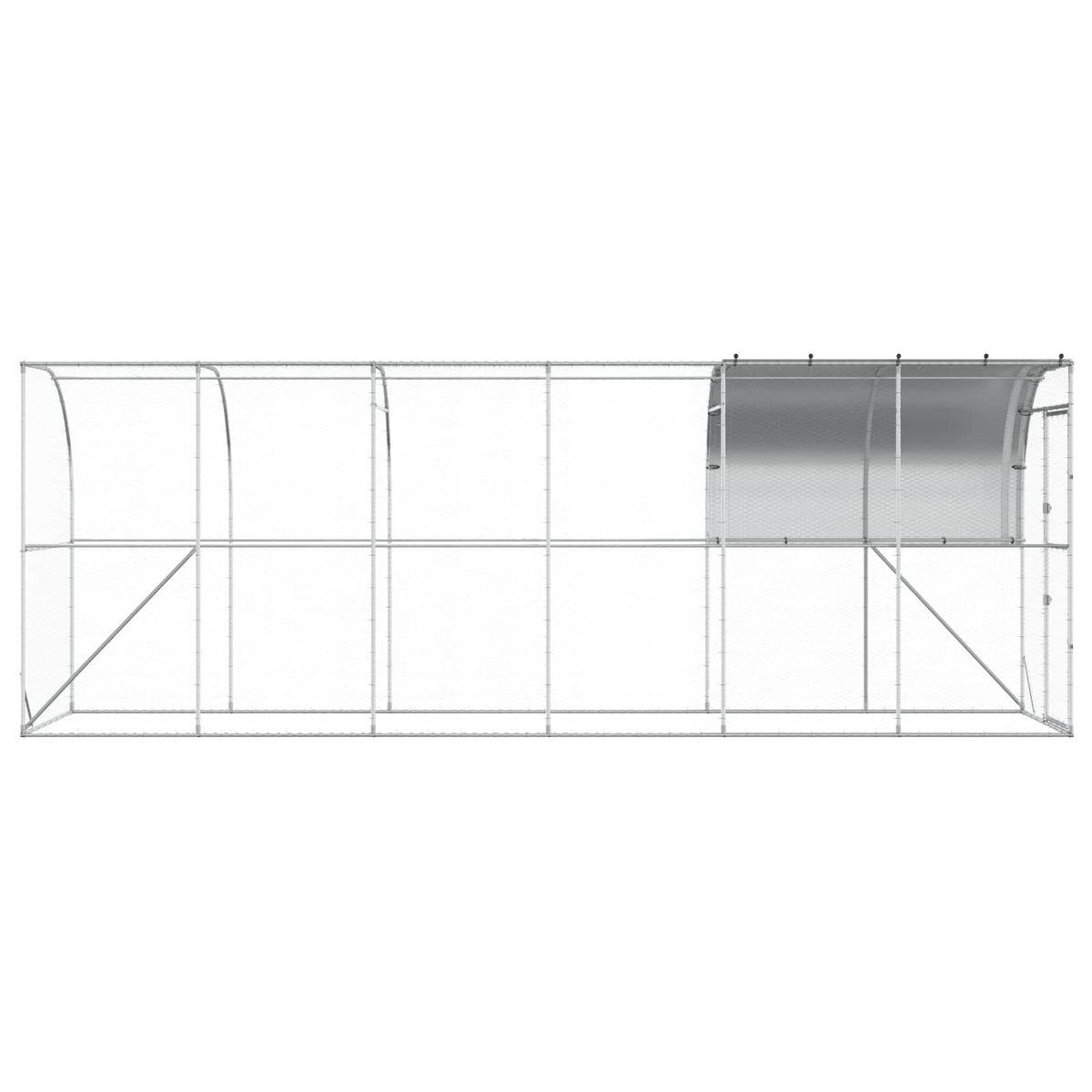 Against Wall Chicken Coop Silver 600 x 150 x 215 cm