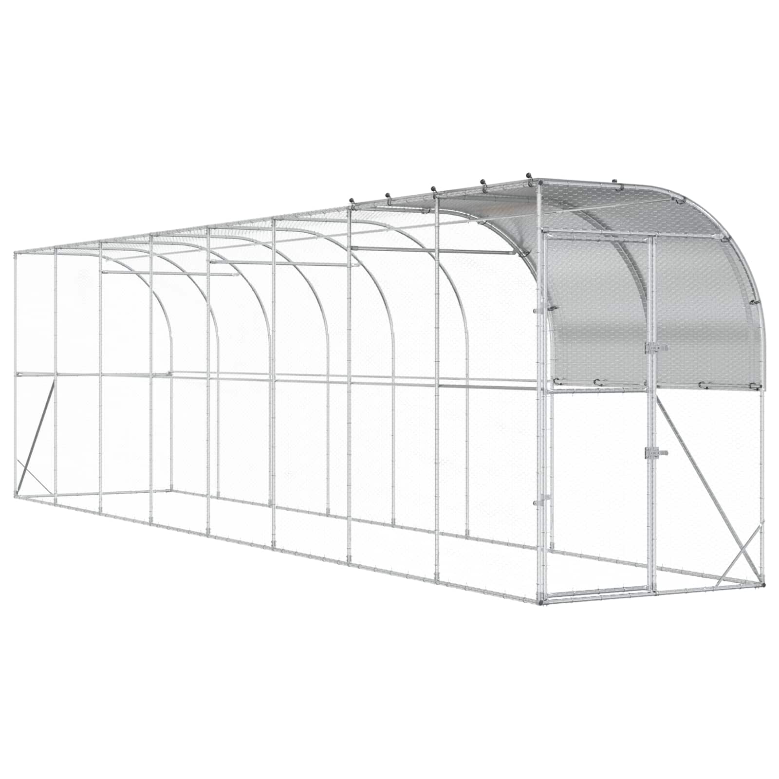 Against Wall Chicken Coop Silver 800 x 150 x 215 cm