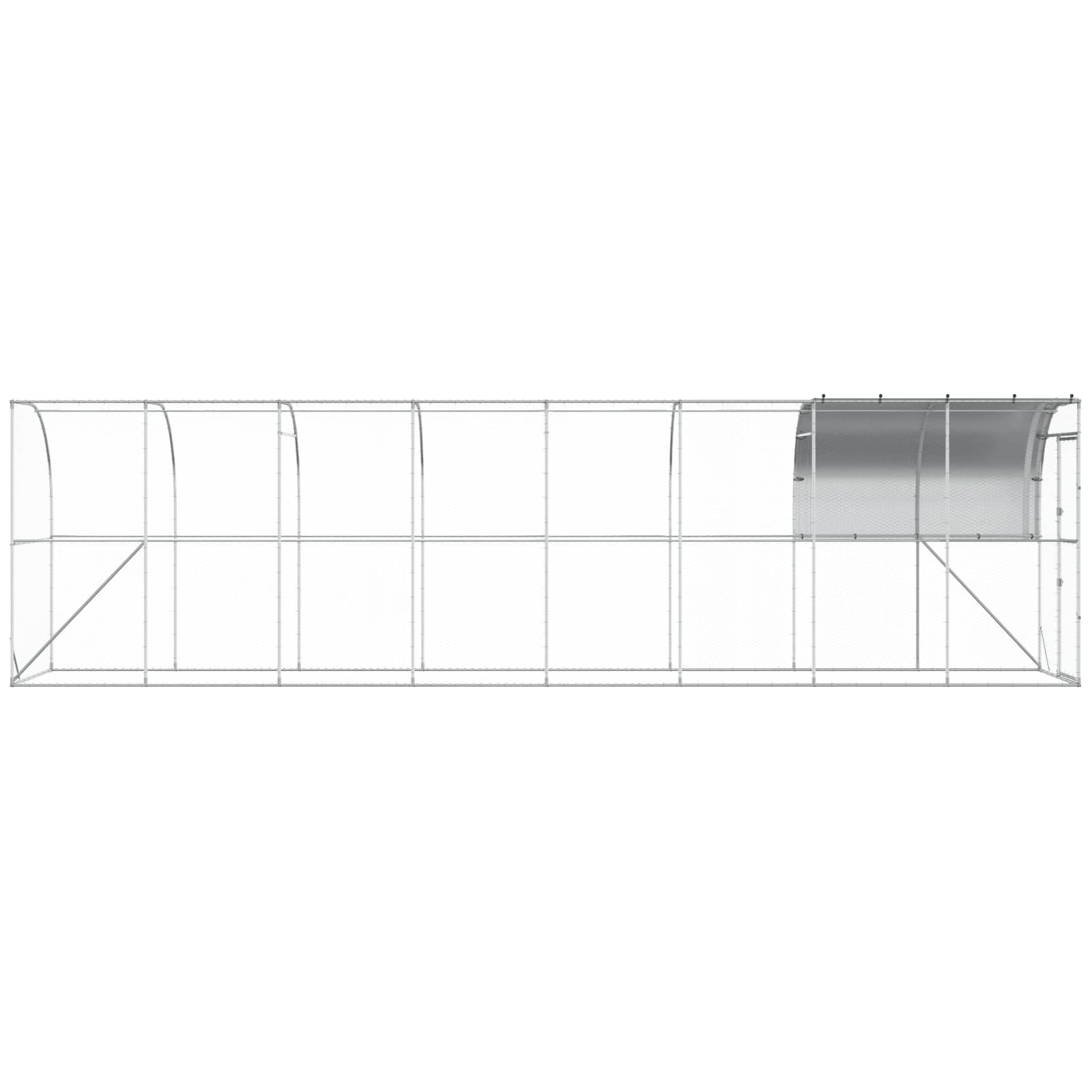 Against Wall Chicken Coop Silver 800 x 150 x 215 cm