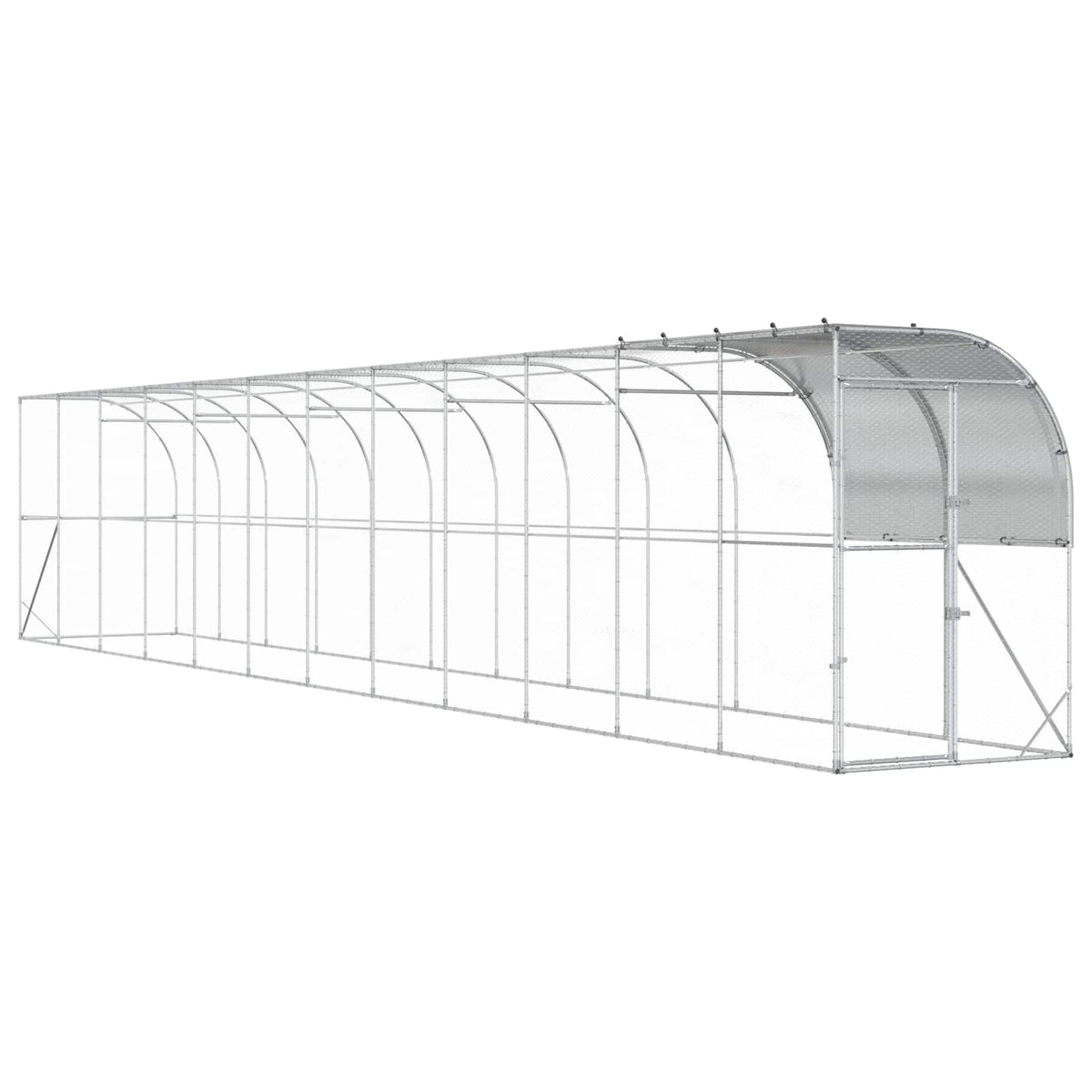 Against Wall Chicken Coop Silver 1200 x 150 x 215 cm