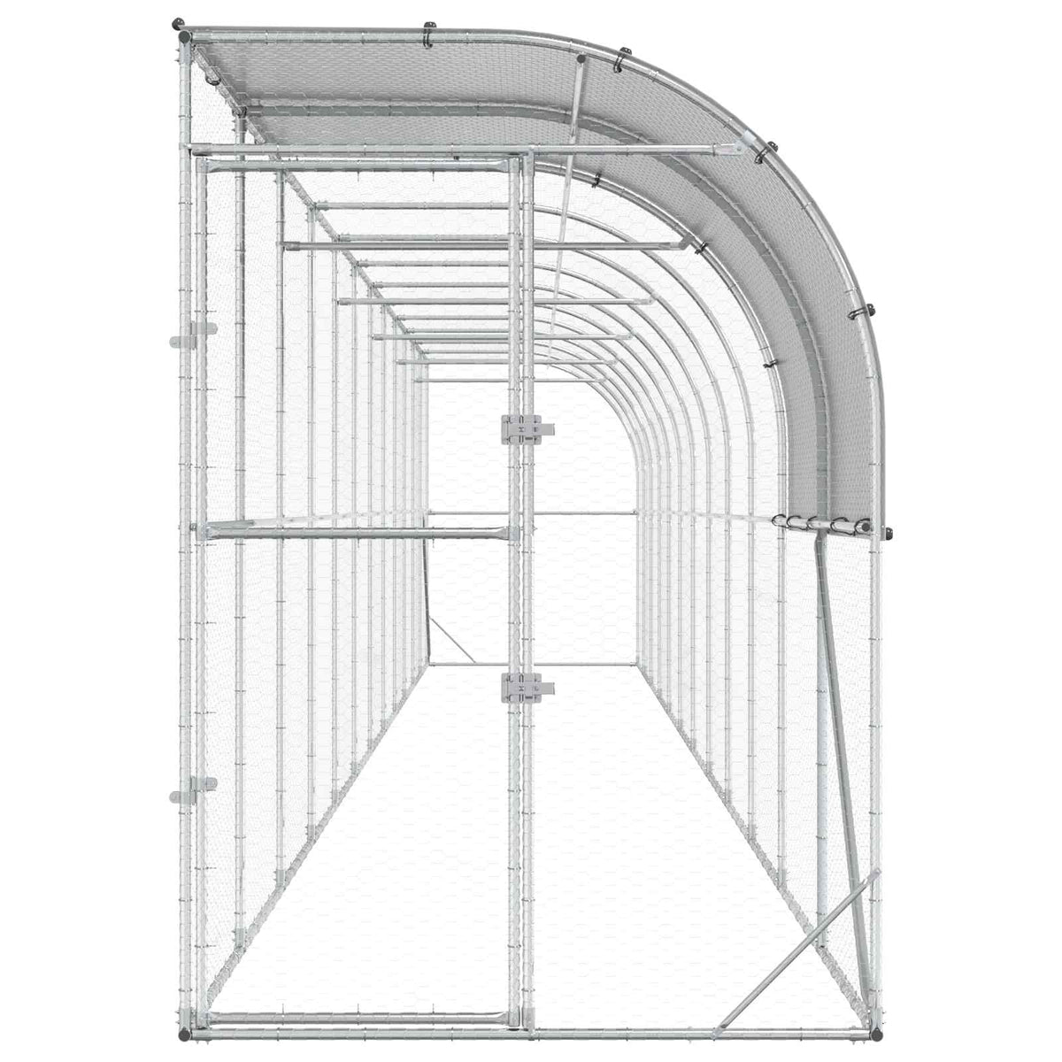 Against Wall Chicken Coop Silver 1200 x 150 x 215 cm