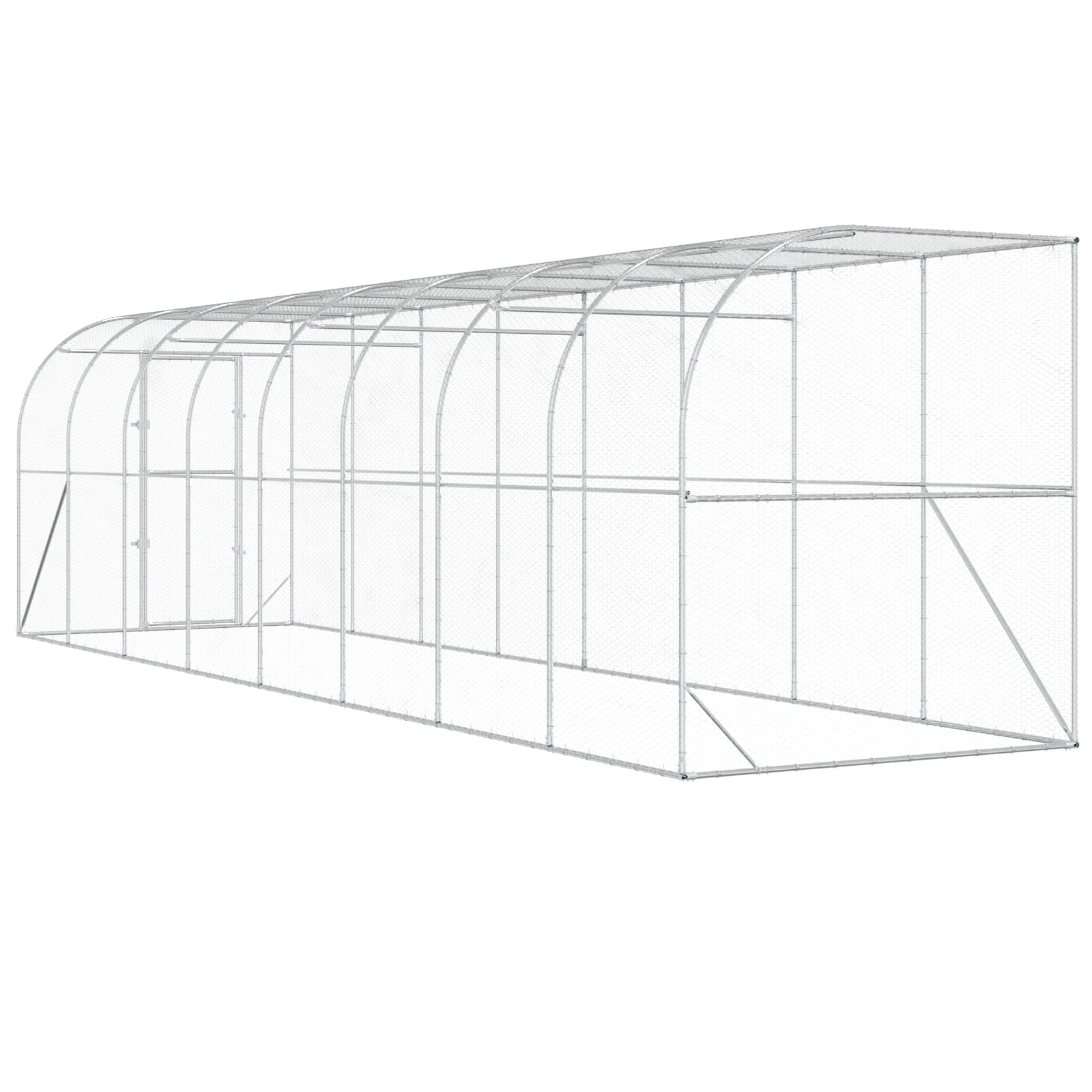 Against Wall Chicken Coop Silver 600 x 150 x 215 cm
