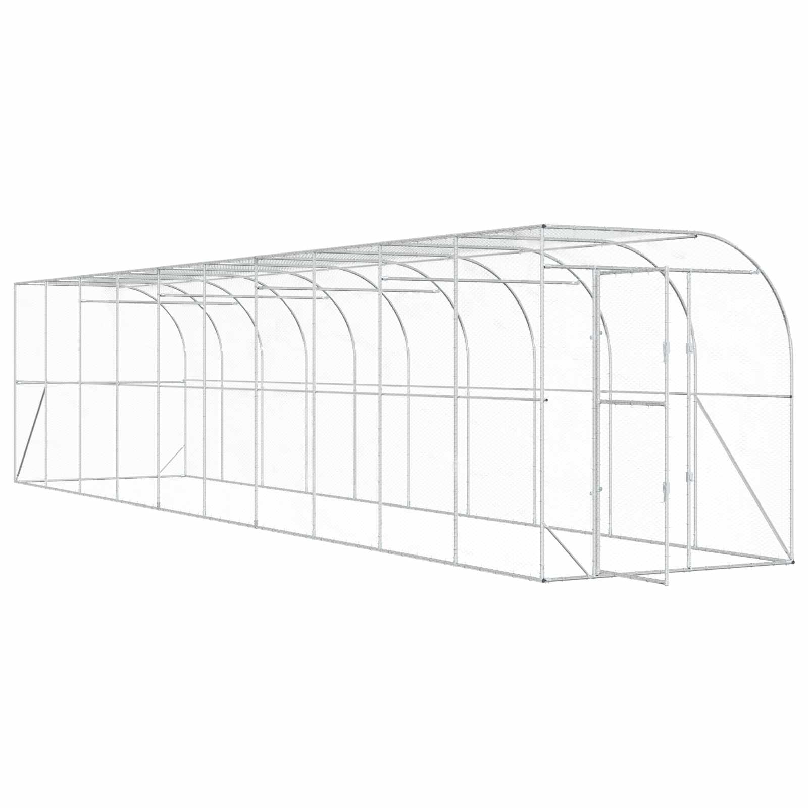 Against Wall Chicken Coop Silver 600 x 150 x 215 cm