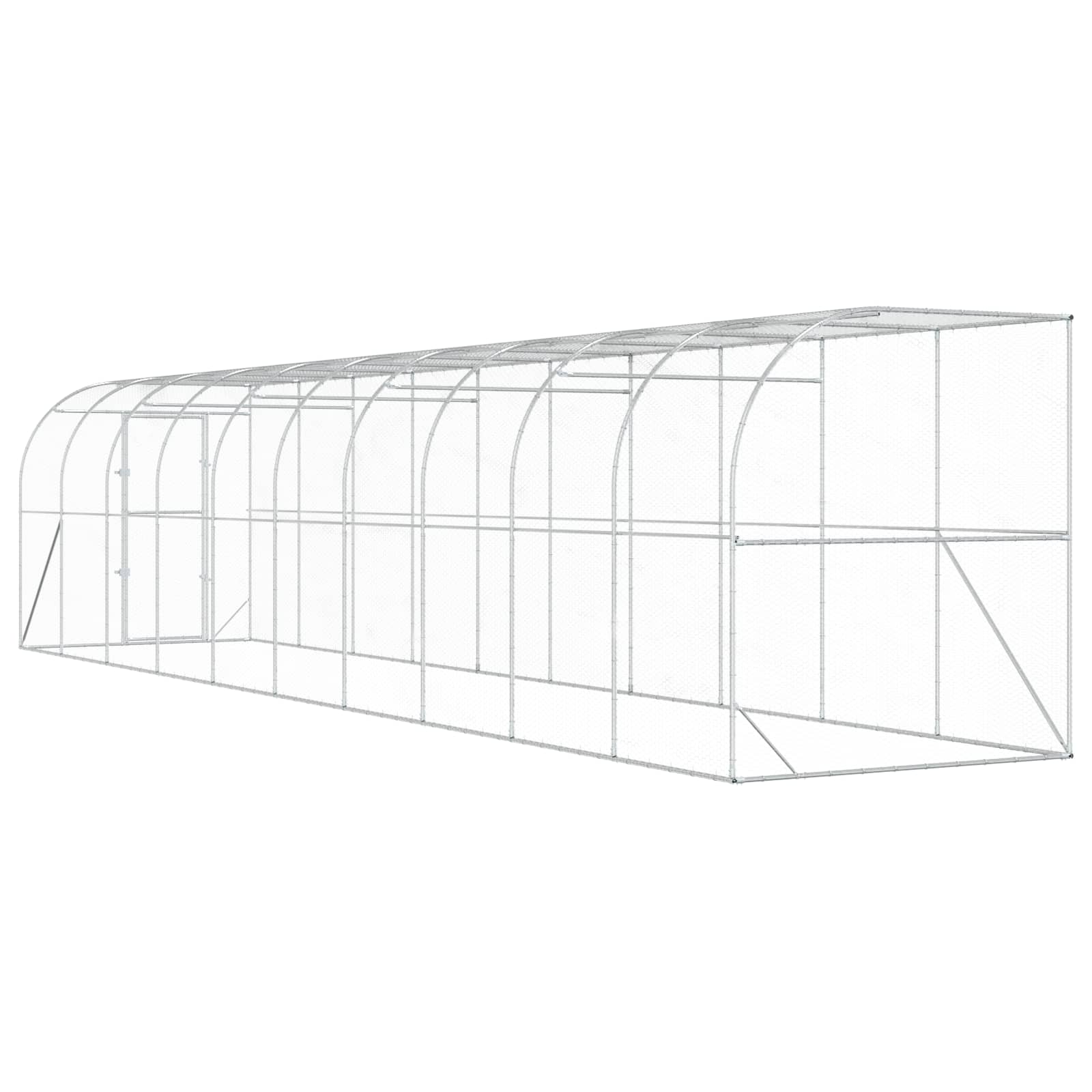 Against Wall Chicken Coop Silver 600 x 150 x 215 cm
