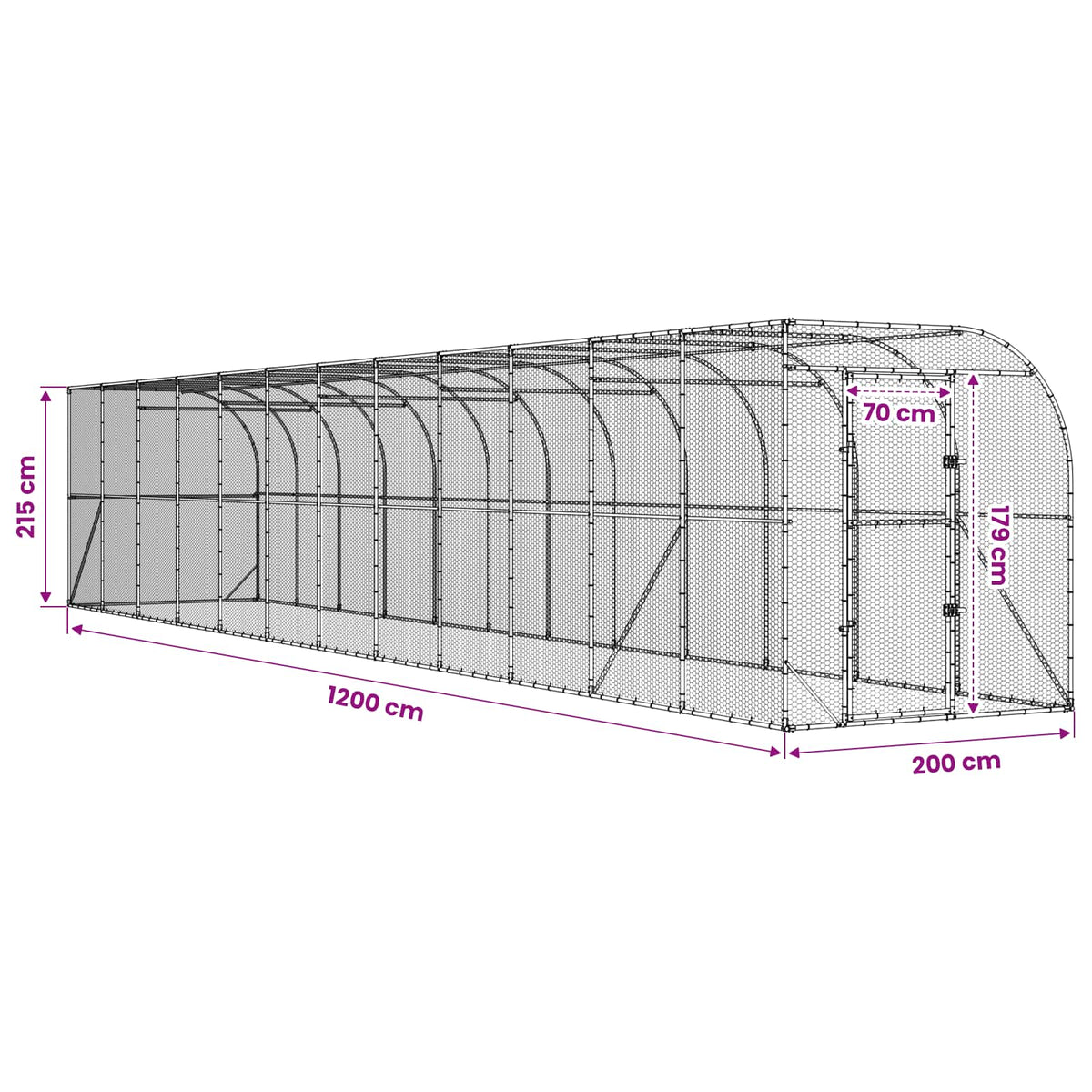 Against Wall Chicken Coop Silver 600 x 150 x 215 cm